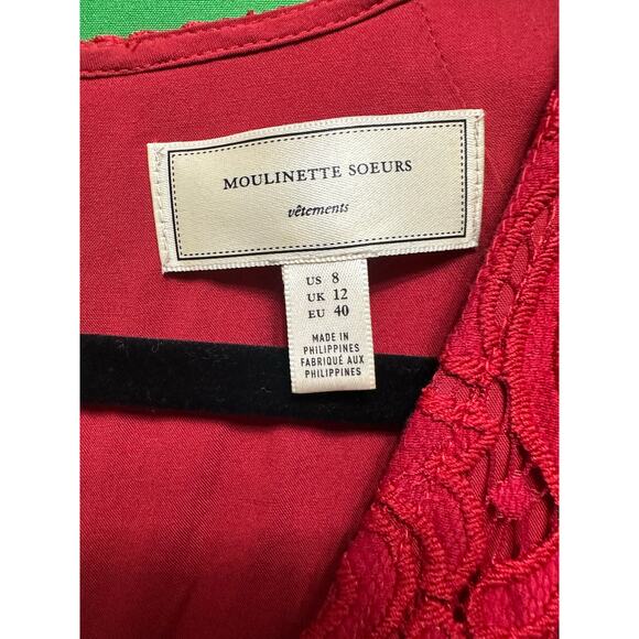 Anthropologie Moulinette Soeurs Red Lace Jumpsuit – Size 8 - Picture 4 of 13